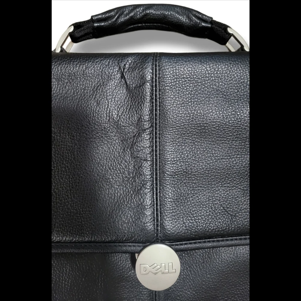 🌿Vintage Dell Stylish Mens Roomy Black Leather Vintage Laptop Briefcase